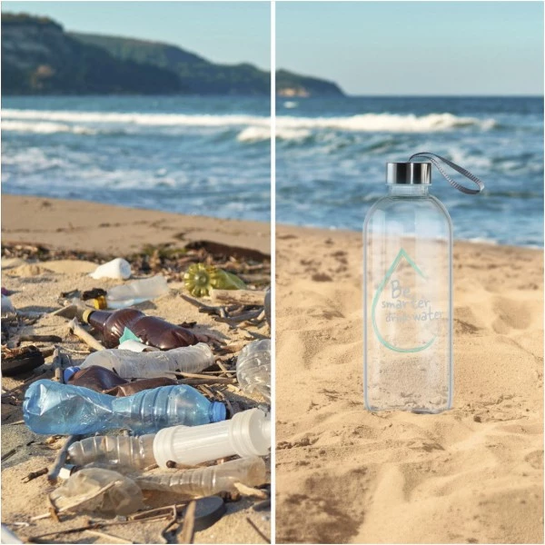 Kochen & Backen Zubehör XavaX Glasflasche (1l) Mit Schutzhülle Und Schlaufe Transparent 3 Kochen & Backen Zubehör XavaX Glasflasche (1l) Mit Schutzhülle Und Schlaufe Transparent – Bild 2