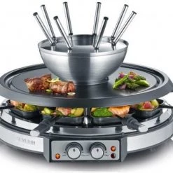 Raclette Grills Severin RG 9948 Raclette-Fondue-Set Edelstahl/schwarz